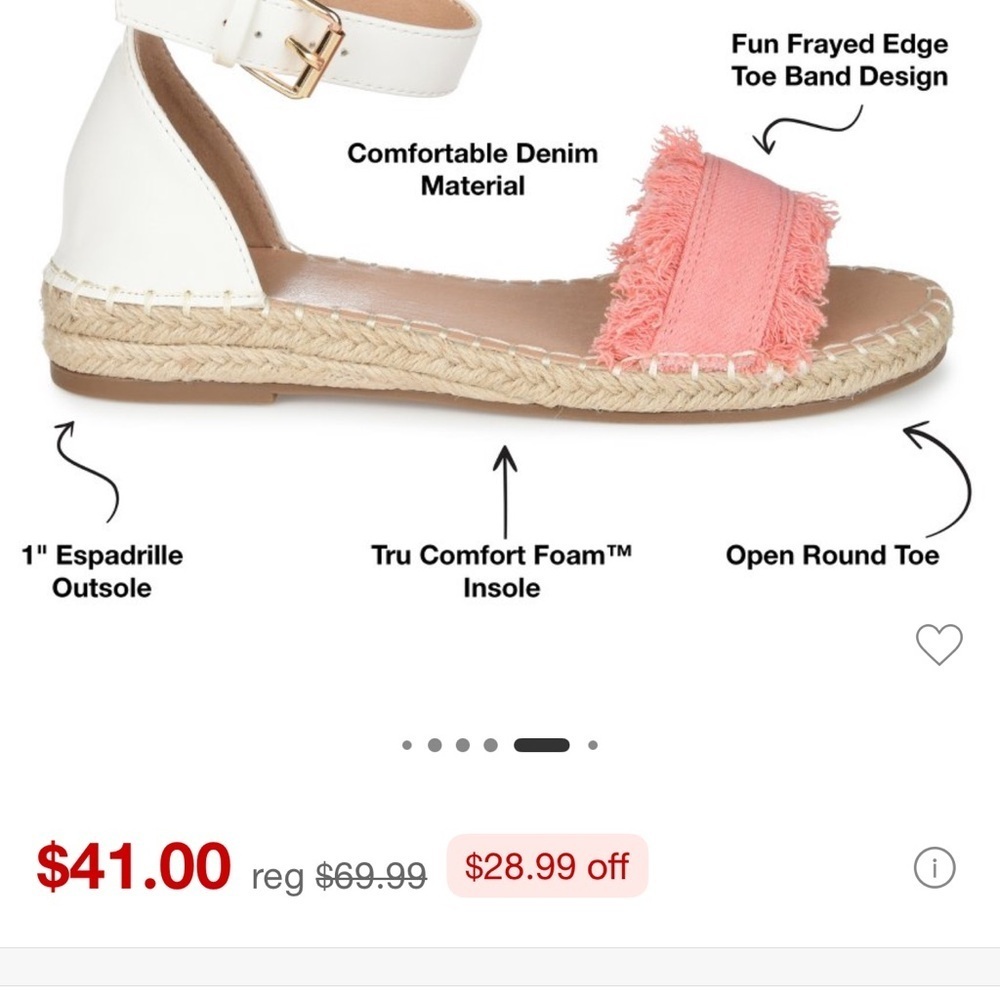 Journee Collection Tristeen Espadrille Sliver Wedge Sandals Pink,Size 6.5 NIB - Picture 6 of 15